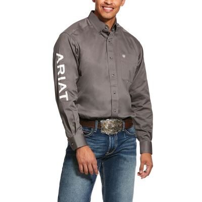 Ariat Team Logo Twill - Overhemd Grijs Heren - 16496-118